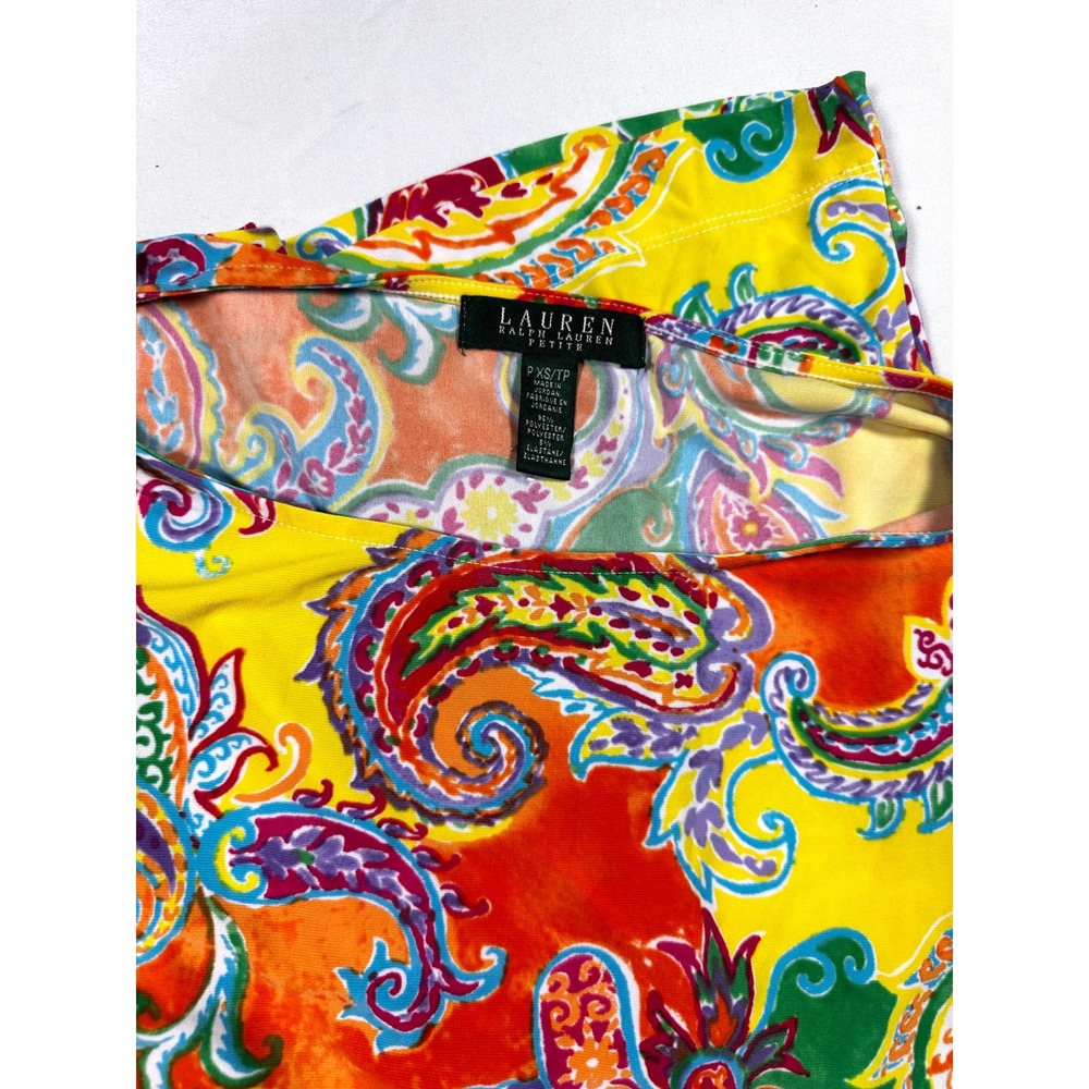 Lauren Ralph Lauren Petite Paisley Print Belted Shift Dress Yellow Multi PXS - Picture 5 of 6